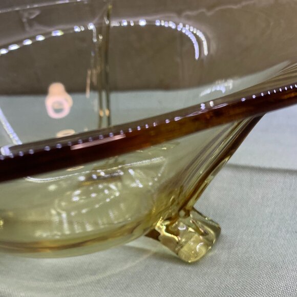 Vintage Fostoria 2394 Yellow 3 Footed Bowl - 11 5/8" Depression Glass - Picture 4 of 7